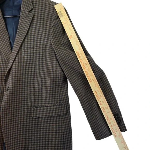 Paul Fredrick Brown Plaid Blazer Sport Coat Two Button Jacket 46R - Picture 7 of 8